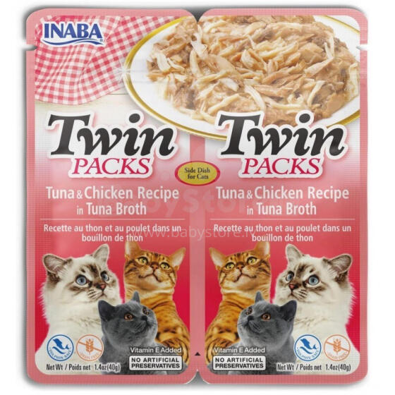 INABA CAT Twin Tuna ar vistas buljonā – kaķu našķis – 2x40g