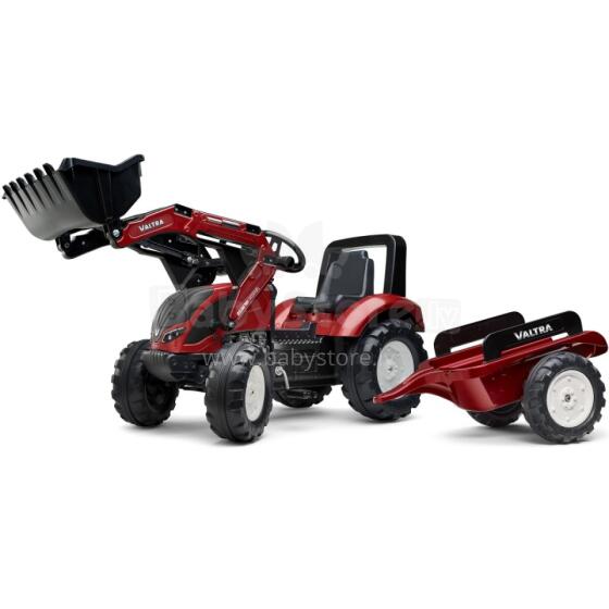 FALK Pedal Tractor Valtra Burgundy with Trailer and Bucket from 3 Years