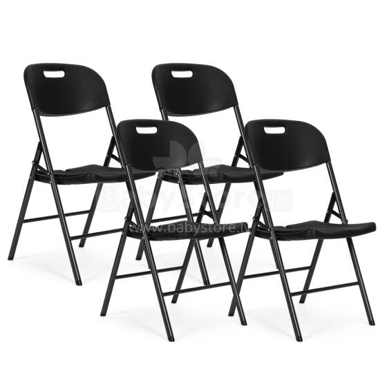 4 saliekamo krēslu komplekts – ēdināšanas komplekts, metāls un HDPE, melns ModernHome