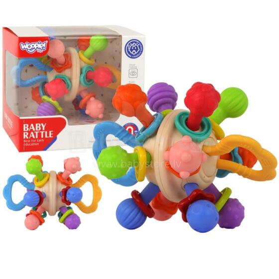 WOOPIE BABY Mīkstā rattles 2in1 Košļājamā rotaļlieta sensorā bērniem 0m+
