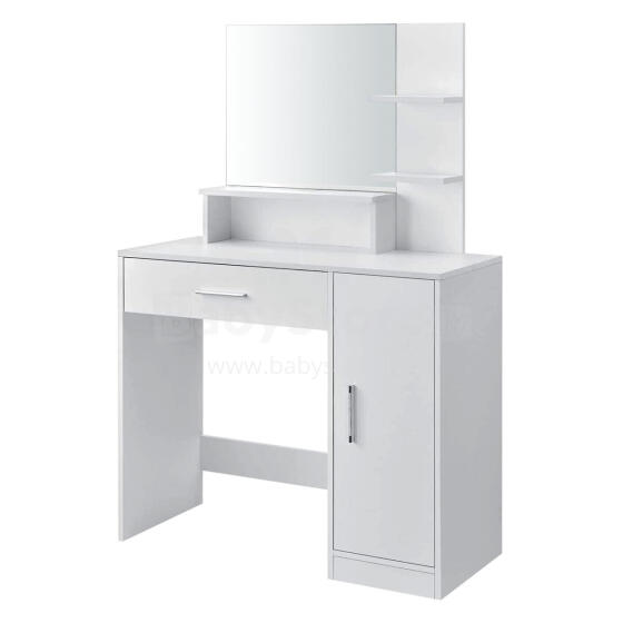 Modern white cosmetic dressing table with a mirror