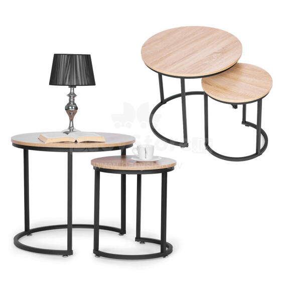 Set of 2 coffee tables, round Loft design