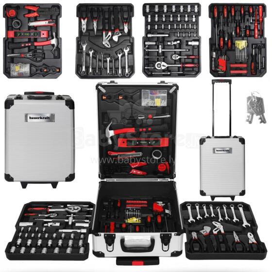 Large Tool Set in Rolling Case – 189 Pieces: Wrenches, Screwdrivers, Bits