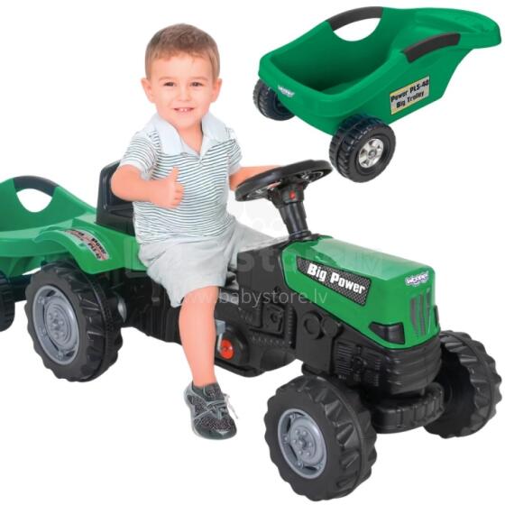 WOOPIE Pedāļu Traktors Lielais PowerTrac ar XXL Piekabi