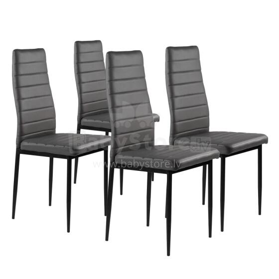 Dining and living room chair set, eco-leather, 4 pcs, high backrest, gray, ModernHome