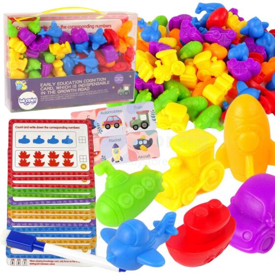 WOOPIE Izglītojošais komplekts Mācīšanās skaitīt Montessori krāsu šķirotājs 2 gab.
