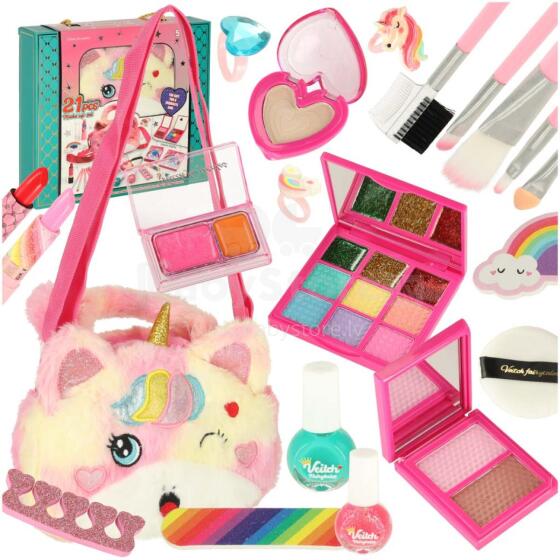 Ikonka Art.KX3051 Make-up kosmētikas kosmētikas lakas rokassomiņa komplekts ar 21 vienību