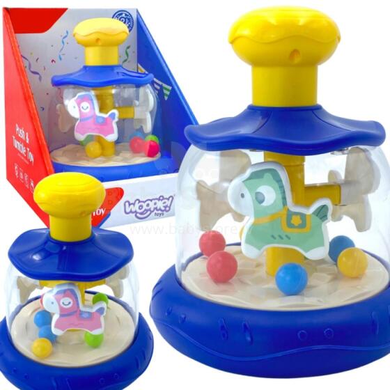 WOOPIE BABY Colorful Ponies Blue Spinning Top Carousel with Balls