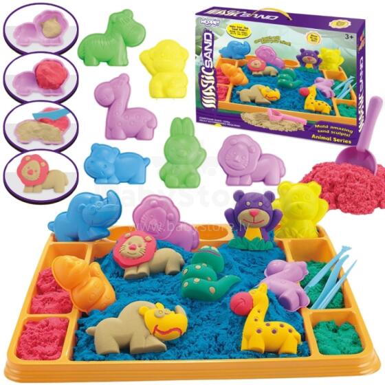 WOOPIE Kinetiskā smilts 1.2 kg XL ZOO komplekts ar veidnēm