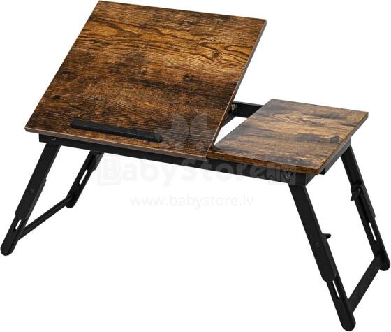 Vasmia Laptop Table Art.255639 Portatīvais galdiņš datoram 34.9 x 69 x 32 cm, saliekams gultas galdiņš, rustikāls