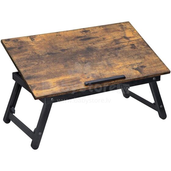 Portatīvais galdiņš datoram 60x35 cm, saliekams gultas galdiņš, rustikāls