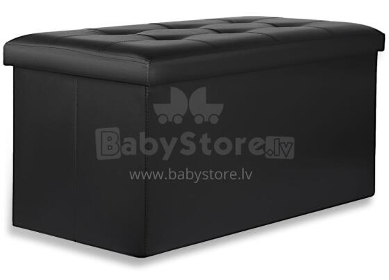 Pufa ar uzglabāšanas vietu sēdeklis kaste atverama 80x40 cm ar pūkām melna