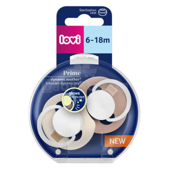 LOVI 34/437 Dynamic Silicone Pacifier Prime 6-18m 2 pcs Ivory Glov/Blush Glow
