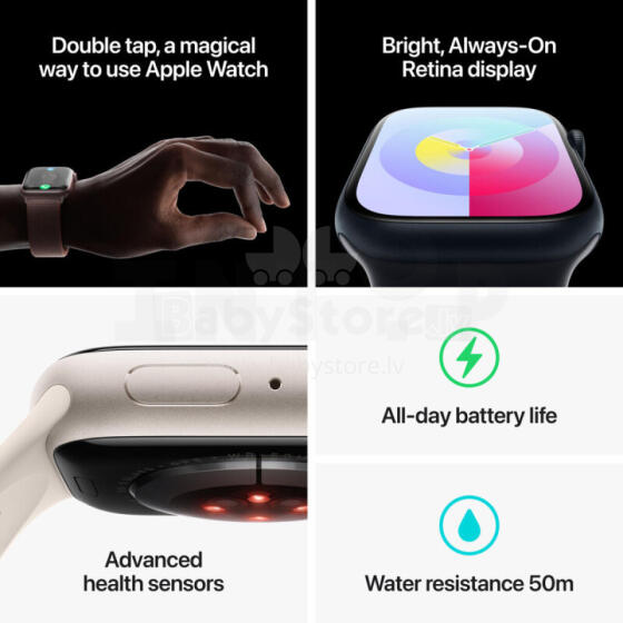 Apple Watch Series 9 45MM - Starlight Prece no ekspozīcijas Garantija 2 gadi