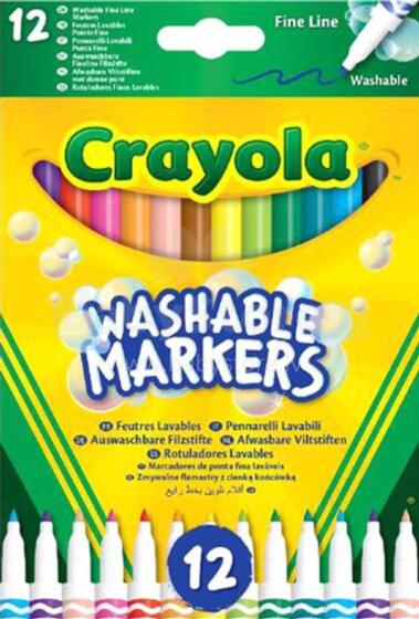 CRAYOLA izmazgājamie flomasteri ar smalku galu, 12 gab., 58-6671