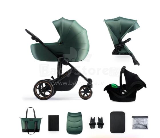 KINDERKRAFT Multifunkcionālais ratiņš 3in1 PRIME 2 MINK PRO Tumši zaļš