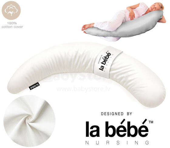 La Bebe™ Moon Cotton Maternity Pillow  Art.255996 White Large pregnancy pillow with Memory Foam filling (especially soft and quiet filling) 195cm