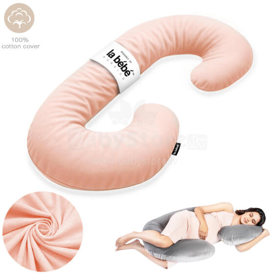 La Bebe™ Maternity Pillow Cotton Sì -Duo Art.255998 Peach Kokvilna audums. Daudzfunkcionāls spilvens/pakavs grūtniecēm, ar memory foam