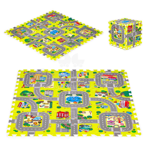 Foam mat for children city 9 elements 90.5x90,5cm IPLAY