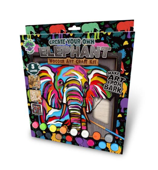 Splat Planet Wooden 3D Coloring Picture, Elephant