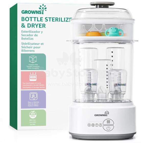 Grownsy Baby Sterilizer 4 in 1 Art.257146  bērnu pudelīšu sterilizators,/ pudelīšu sterilizators mazulim un žāvētājs/ ātra žāvēšana/ sterilizators bērnu precēm 4-in-1