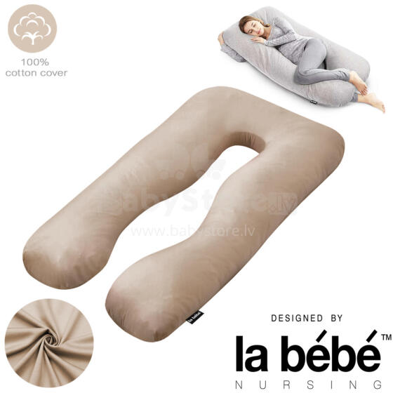 La Bebe™ Cushy Maternity Pillow Art.91911 Bēši karameļu Daudzfunkcionāls spilvens grūtniecēm (U Shaped), sintepona pildīšana, 155x80cm
