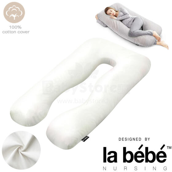La Bebe™ Cushy Maternity Pillow Art.91910 White Grey 155x80cm