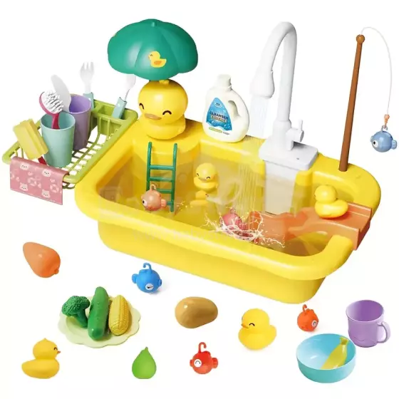 Play Sink Toy Art.257369 Yellow Kitchen sink with accessories