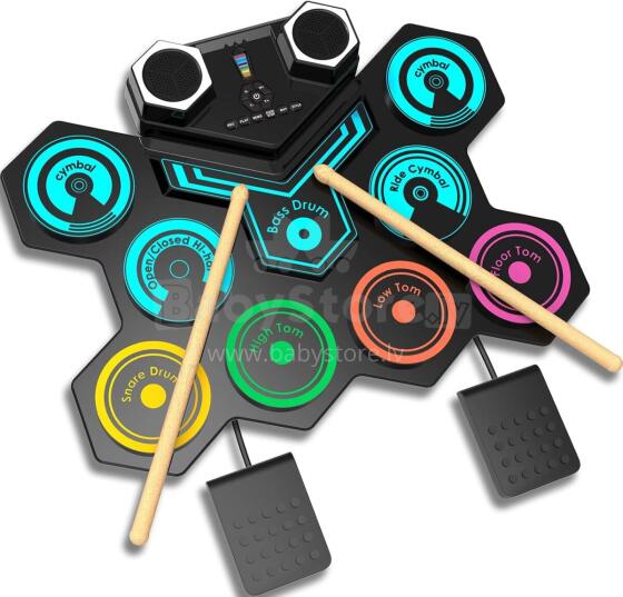 Electronic Drum Kit Art.257424 elektronisko bungu komplekts bērniem ar iebūvētiem skaļruņiem