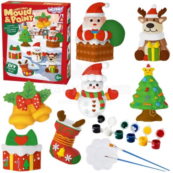 WOOPIE Creative Set with Paints DIY Make Plaster Casts Figurines and Paint - Christmas Set
