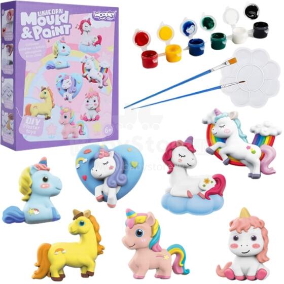 WOOPIE Creative Set with Paints DIY Make Plaster Casts Figurines and Paint - Unicorn Set