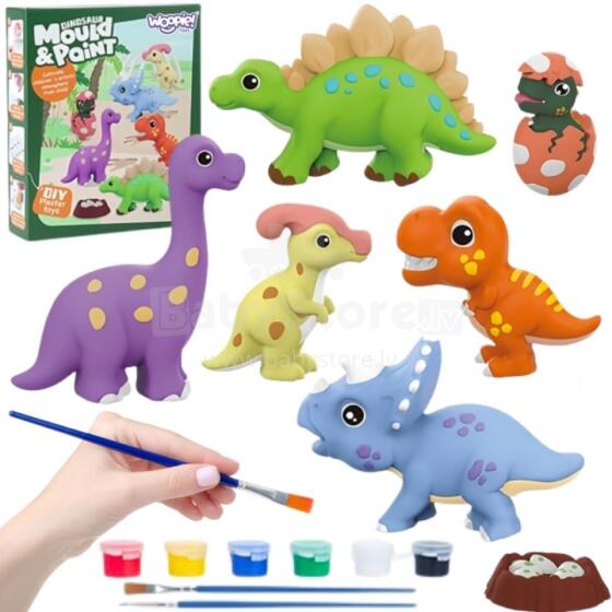 WOOPIE Creative Set with Paints DIY Make Plaster Casts Figurines and Paint - Dinosaur Set