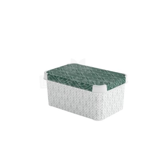 Коробка с крышкой Deco Stockholm S 29,5x19,5x13,5 см Зелёные листья
