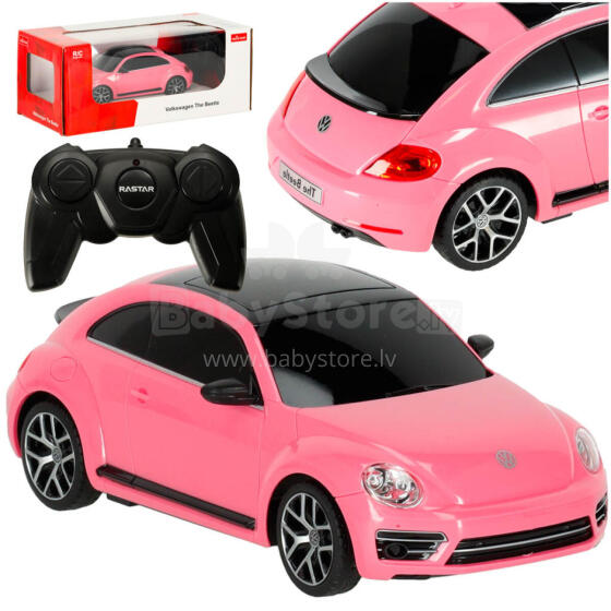 Ikonka Art.KX3520 RC auto 1:24 Volkswagen Beetle rozā krāsā