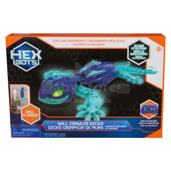 HEX BOTS interactive toy Wall Crawler Gecko Glow in The Dark