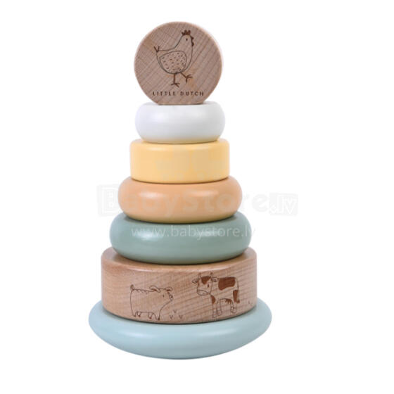 Little Dutch Ring Stacker Art.7142 Little Farm  Koka piramīda