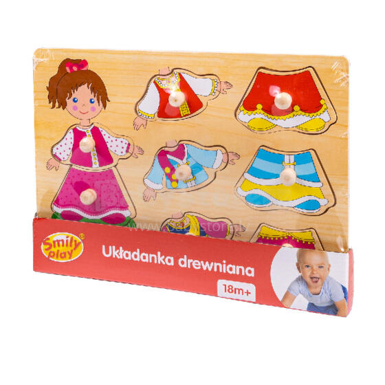 SMILY PLAY SPW83604 Wooden Puzzle Dress the Girl
