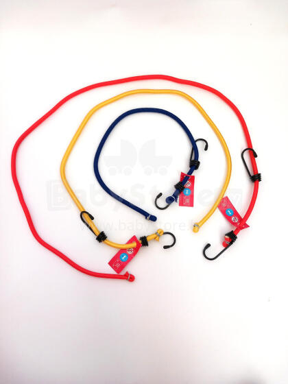 KOMPLEKTS 3 gab. ELASTĪGĀ SIKSNA AR DROŠĪBAS ĀĶI BUNGEE SET 1x60cm - 1x90cm - 1x114cm