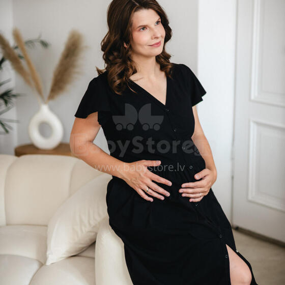 EWA 974437 LINDA Grūtniecības Krekls Ar Pogām Melns XL