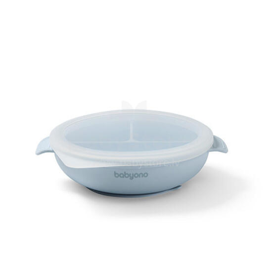 1661/01 SILICONE PLATE WITH SUCTION CUP AND COVER BLUE