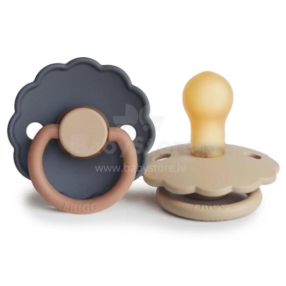 Frigg Daisy Round Latex Art.76221486 Aurora/Croissant  Pacifier (nipple) made of 100% natural rubber 0-6 months (2 pcs.)
