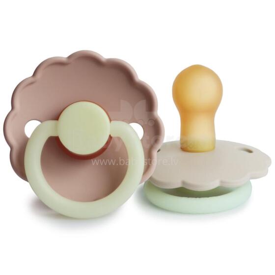 Frigg Daisy Round Latex Night Art.76221479 Blush night/Cream Pacifier (nipple) made of 100% natural rubber 0-6 months (2 pcs.)