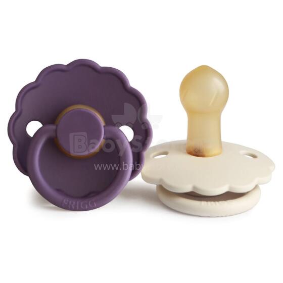 Frigg Daisy Round Latex Art.101935 Violet Dream/Cream Apaļš māneklītis (knupītis) no 100% naturāla kaučuka no 6-18 mēn. (2 gb.)