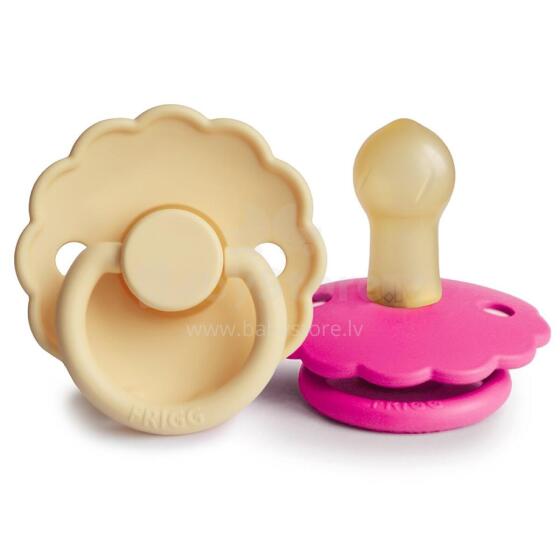Frigg Daisy Round Latex Art.101246 Pale Daffodil/Fuchsia Pacifier (nipple) made of 100% natural rubber 6-18 months (2 pcs.)