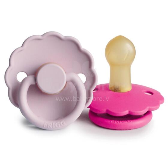 Frigg Daisy Round Latex Art.101250 Soft Lilac/Fuchsia Apaļš māneklītis (knupītis) no 100% naturāla kaučuka no 6-18 mēn. (2 gb.)