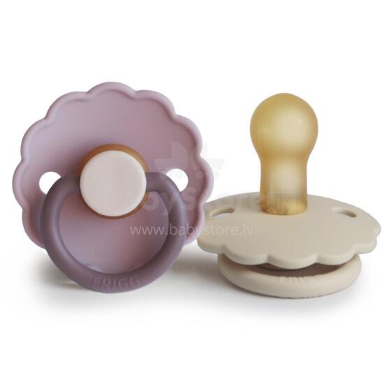 Frigg Daisy Round Latex Art.100467 Lavender Haze/Cream Pacifier (nipple) made of 100% natural rubber 6-18 months (2 pcs.)