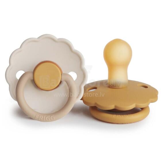 Frigg Daisy Round Latex Art.76222483 Chamomile/Honey gold Pacifier (nipple) made of 100% natural rubber 6-18 months (2 pcs.)