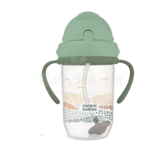 CANPOL BABIES neizlejamā pudele ar salmiņu MOUNTAINS, 270 ml, 56/620_gre