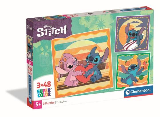 CLEMENTONI CHILDREN PUZZLE Disney Stitch, 3x48 pcs,, 25062