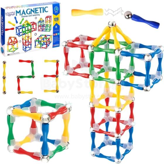 WOOPIE Magnētiskie Konstrukcijas Bloki 3D 128 gab. XXL